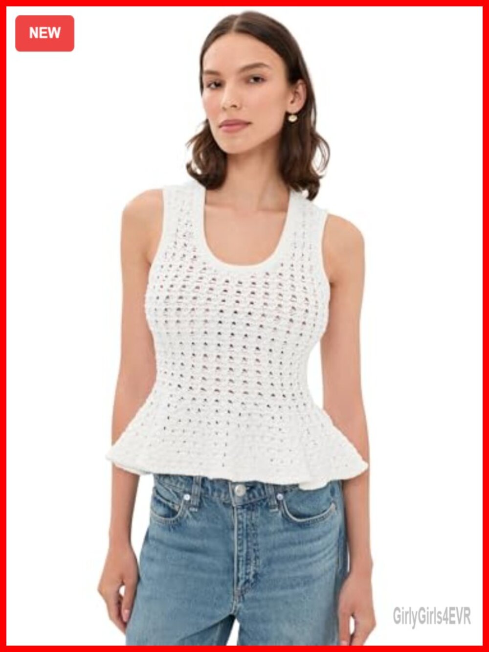 Sleeveless Crochet Scoop Neck Pullover Tank Top